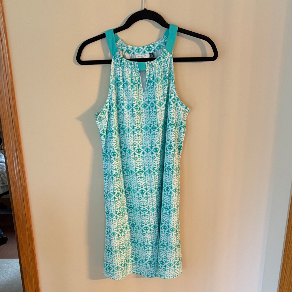 Cabana Life Turquoise And White Patterned Dress